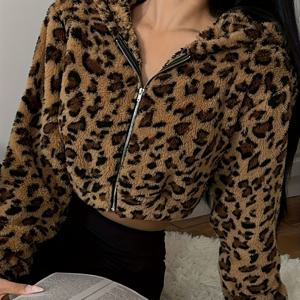 TEMU 여성 프린트 집업 후드 재킷 - 부드러운 플러시 안감의 포근한 가을 겨울 디자인, 풀 지퍼 앞면