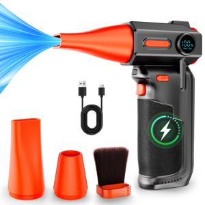 TEMU 터보 블로어 무선 눈/잎 청소기 제트 팬 9000000RPH Type-C 충전식 흡입식 눈 청소기 전동 에어 먼지떨이 차량용 팬 청소기 블로어 툴 휴대용 3단 조절 냉각, 차량/컴퓨터/바베큐/야외 캠핑에 적합, 휴대 가능하면서 강력한 바람력