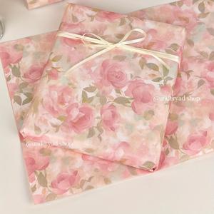 TEMU 1세트 핑크 장미 크래프트 종이, 50*35cm/19.68*13.77인치, 선물 포장지, 휴일용