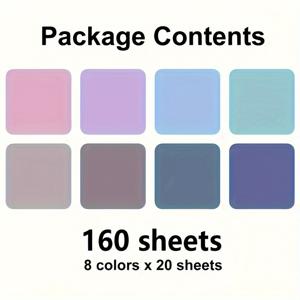 TEMU 8색 160페이지 투명 스티커 노트 사각 투명 스티커 인덱스 스티커 모란디 형광 자체 접착 스티커 노트지, 사무실 및 학교용 컬러 스티커 노트