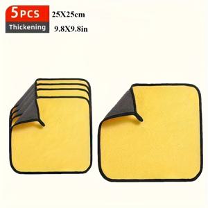 TEMU 5개 양면 산호 양털 극세사 청소용 천 | 높은 흡수력 재사용 가능 타월, 듀얼 컬러 디자인 (노랑 & 검정), 가정, 주방, 자동차, 욕실, 유리 청소, 행주, 차량 청소 필수품용 사각형 모양