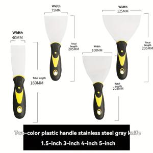 TEMU 1인치에서 6인치 사이의 두가지 색상 손잡이 퍼티 나이프, 스테인리스 스틸 청소용 스패츌러 포함