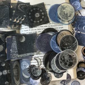 TEMU 레트로 달 우주 시간경로 핸드 계산기 장식 재료 및 종이 스티커 100개 1팩