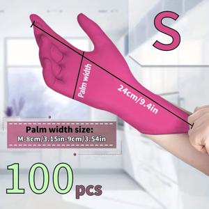 TEMU 장미빨간색 일회용 나이트릴 장갑, 가사일, 설거지, 세차, 욕실, 집 청소, 주방 청소, 가정용품, 청소용, 장갑, 네일 아트, 미용, 문신, 염색용으로 적합