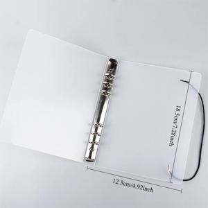 TEMU 6링 바인더 탄성 클로저 - A4/B5/A5/A6 루스리프 북, 고강도 PP 플라스틱 느낌 무광 커버, 화이트 & 블랙 라벨링 섹션, 사무실, 저널링, 포토 앨범용 호환 (인서트 미포함)