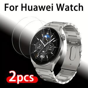 TEMU 화웨이 워치 GT3 46mm용 스크린 보호필름 2개, 고화질 강화유리 필름, 광택 마감, 클리어, 스크래치 방지, 지문 방지, 기포 없는 설치. 참고: 이 제품은 스크린 보호필름만 포함되며, 시계는 포함되지 않습니다