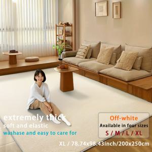 TEMU 1개 | 일본 스타일 플레인 코랄 플리스 카펫 | 카멜, 크림, 라이트 그레이 긴 직사각형 실내 카펫 | 고품질 폴리에스터 소재, 두꺼운 원단, 고밀도 플러시, 부드럽고 탄력적, 탈지 없는 세탁기 사용 가능