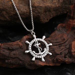 TEMU 남성용 앵커 및 헬름 펜던트 목걸이, 남성을 위한 스타일리시한 액세서리, 발렌타인데이 선물로 완벽, 캐주얼 및 포멀한 행사 모두에 적합, 고품질 디자인 특징