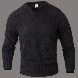TEMU 남성용 신상 패션 캐주얼 V넥 긴팔 헨리 셔츠 | 고품질 남성용 가을/겨울 따뜻한 스포츠 스웨터 | 남자친구나 남편을 위한 완벽한 크리스마스 선물 | 투톤 하운드투스 패턴 디자인 | 두껍고 따뜻함 | 일상 캐주얼, 패셔너블, 심플, 다용도 외출 및 출퇴근에 이상적 | 캐주얼 및 아웃도어 착용에 적합, 크리스마스에 완벽한 선물