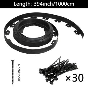 TEMU 10.01m/5.0m 조경용 엣지 키트 블랙, 잔디용 엣지 포함, 4cm 높이 플라스틱 정원용 경계석, 조경용, 정원용, 잔디용