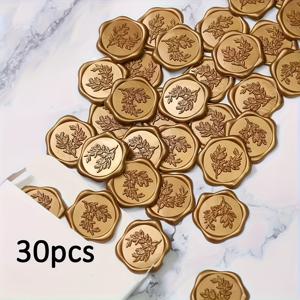 TEMU 왁스 실 스티커 롤 - 골든 & 유칼립투스 잎 메탈릭 마감, 접착식 라운드 무왁스 종이 스티커, 웨딩 초대장, 봉투, 선물 장식, 플래너용, 열 필요 없음, 크리스마스 선물 장식