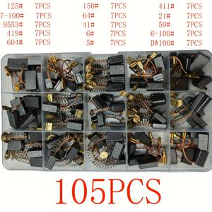 TEMU 가정용 장식, 전동 공구 유지보수 및 수리용 카본 브러시, 핸드 드릴, 해머 드릴, 원형 톱 등에 적합. 각 세트에는 다양한 사이즈의 카본 브러시 105개가 포함되어 있으며 총 15가지 규격입니다.