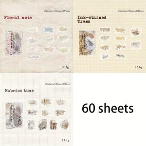 TEMU 60개/봉지 (각 스타일 20개씩 3종) 스머지 잉크 스티커 팩 - 저널, 플래너, 스크랩북, 워터 데칼용 - 스머지 테마 문구류 선물, 생일 및 휴일 장식