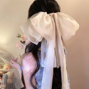 TEMU 고급 리본 머리핀, 슈퍼 요정 사이즈 리본, 달콤한 공주 머리끈 액세서리, 스프링 클립, 분위기 머리 액세서리