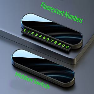 TEMU 푸시-투-리빌 자동차 주차 전화번호판 커버 - 자석 숨겨진 번호판 홀더, 5세트 야광 번호 스티커 포함, 개인 정보 보호를 위한 조절 가능한 커버, 모든 차량에 범용 적합 (블랙)