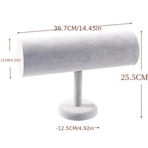 TEMU 여성을 위한 벨벳 소재의 매우 긴 T자형 머리띠 홀더 정리함 1개, 헤어밴드 보관 및 귀걸이 디스플레이용으로 디자인되었으며, 주얼리 타워가 특징입니다.