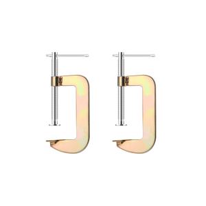 TEMU 고탄소강 제작, 아연 도금, C형 고강도 G클램프 2개 - 고무 패드 장착, 목공용 클램프 | 나사식 메커니즘, 목공 전용 클램프, 식물 염색 및 타이다이 작업용 소형 도구