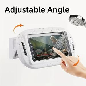 TEMU 벽걸이형 샤워폰 박스 | 튼튼한 ABS 소재, 드릴 없이 설치, 물방울 및 기름때로부터 보호, 음향 전달 최적화