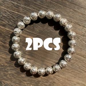 TEMU 은도금된 두 개의 천연 용암 구슬로 구분된 번영과 풍요. 일상 및 연중 모임에 적합. 정교한 크리스마스 선물, 스승의 날, 어버이날, 스승의 날 선물