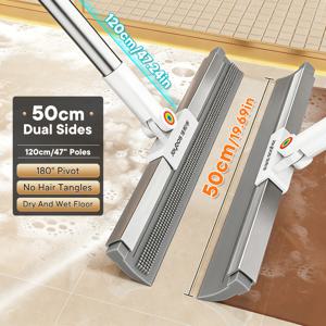 TEMU Joybos 헤비 듀티 바닥 스퀴지 | 양면 고무 빗자루, 부드러운 날과 180도 회전 헤드, 물방울 제거 및 반려동물 털 제거를 위한 습식 및 건식 청소 도구, 간편한 세척, 걸이형 보관, 봄 청소에 적합