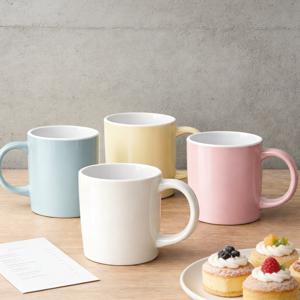 TEMU 머그컵 360ml 4P 세트 내열 세라믹 손잡이 컵 심플 파스텔 디자인 홈카페 티타임 가정·사무실·카페 다용도 사용