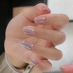 TEMU 24피스 푸카 숏 스퀘어 글리터 인조네일 세트로 당신의 룩을 업그레이드하세요