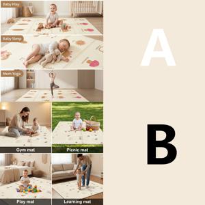 TEMU 양면 크롤링 매트 - 1cm 초고밀도, 접이식, 방수 놀이 매트. 캠핑, 해변, 피크닉에 적합한 대형 사이즈 활동 매트. 세척이 용이하고 휴대 가능하여 아이의 성장을 안전하게 보장합니다.