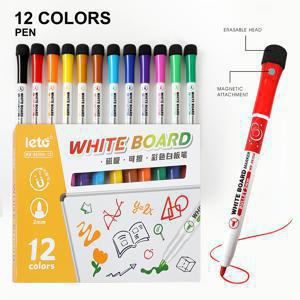 TEMU 4/6/12개 NVGEMY 자석 드라이 지우개 마커 세트 - 화이트보드, 유리, 자석 보드용 세척 가능한 섬유 팁 펜 - 선명한 색상, 미세한 팁, 물성 잉크 (잔여물 없음)