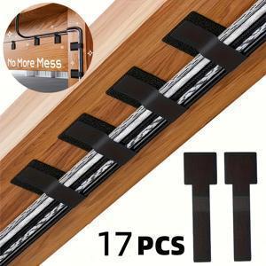 TEMU 17개 자체 접착 강력 매직 테이프 | 튼튼한 접착제의 다기능 케이블 정리, 컴퓨터 및 전자 기기용 조절 가능, 다양한 전선에 적합, 장기 재사용 가능, 사무직 전문가 필수품