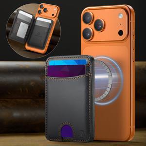 TEMU 마그네틱 카드 홀더 1개, 포토프레임 슬롯 1개 + 카드 슬롯 5개, 호환 RFID 차단 기능 PU 가죽 지갑형 휴대폰 지갑, 강력한 마그네틱 잠금장치 포함, 지원 휴대폰 및 케이스와 호환, 아이폰 17/16/15/14/13/12/ Pro/Max/Plus에 적합, 남성용 카드 홀더, 여성용 카드 홀더, 패션 지갑