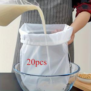 TEMU 초미세하고 밀집된 콩유 필터 20개입, 과일 및 채소 주스 및 와인 잔여물 여과 백, 충전 백, 채소 충전 천, 실용적인 주방 가제트