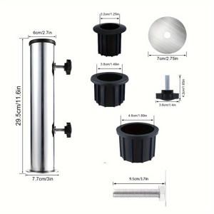 TEMU 파티오 우산 범용 프레임 튜브: 스테인리스 스틸 조절식 우산대/깃대대 - 부두 발코니 테이블 뒷마당용 고하중 대형 우산 교체 부품