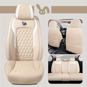 TEMU 튼튼한 인조 가죽 만화 자동차 시트 커버, 사계절용, 5인승 차량용 디자인, 완전 밀폐형 시트 보호 커버