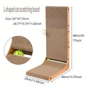 TEMU L자형 초대형 고양이 스크래칭 포스트, 벽걸이형, 내구성 좋은 골판지 고양이 장난감 (발톱 연마용)