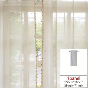 TEMU 단색 시스루 보일 커튼 1개, 로드 포켓형 상단, 흐르는 듯한 시스루 커튼, 레이스 커튼, 빛 여과되지만 비침 없는 내추럴 우드 컬러 시스루 원단, 침실, 거실, 발코니, 베이 창문, 파티션용 장식 커튼