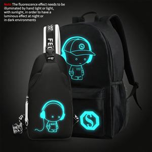 TEMU 2개 세트: 야광 백팩과 체스트백, 옥스포드 뮤지션 프린트, 대용량, 경량, 중고등학생용, 랜덤 웨빙 프린트