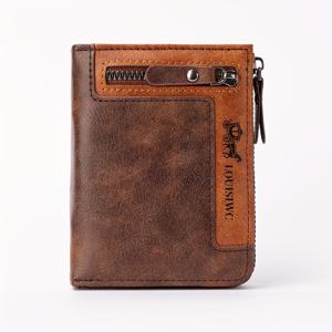TEMU 1개 남성용 숏 지갑 - 스타일리시한 멀티펑션 PU 가죽 지퍼 지갑 - 내구성, 컴팩트 & 안전, 그를 위한 이상적인 선물 선택