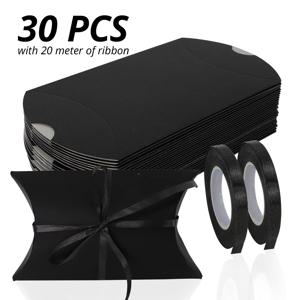 TEMU 그녀/남자를 위한 선물 30개 솔리드 컬러 대형 선물 상자, 대형 웨딩 크리스마스 크라프트 베개 상자, 베개 모양 크라프트 종이 포장 사탕 상자, 리본이 달린 파티 선물 상자 포장