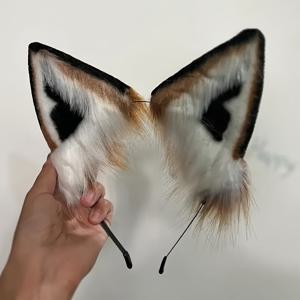 TEMU 모조 여우 귀, 모피 여우 귀 머리띠, 리얼리스틱 귀 머리띠, 귀여운 모피 여우 귀 동물 헤어 액세서리, 할로윈 애니메이션 롤플레잉 파티, 카니발, 크리스마스 선물에 완벽함