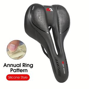 TEMU 웨스트 바이킹 젤 실리콘 자전거 안장, 남녀 공용 성인용, 편안한 충격 흡수, 속이 빈 통기성 사이클링 부드러운 쿠션, MTB 로드 바이크 시트, 블랙