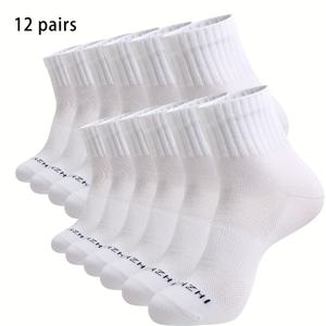 TEMU 남녀공용 통기성 메쉬 러닝 양말 12/20켤레 - 사계절용 수분 흡수 냄새 방지 운동용 발목 양말, 블랙/화이트/그레이, 골지 커프스, 질감 있는 메쉬 패턴, 일상적인 편안한 착용감, 발목 길이 디자인, 수분 흡수 원단