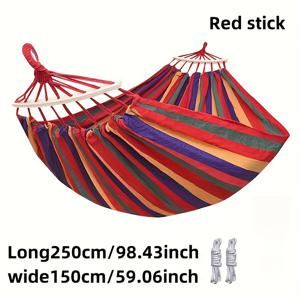 TEMU 패티오 해먹 - 나무 스틱 포함, 생동감 넘치는 패브릭, 안티 팁 디자인. 튼튼하고 내구성 강함, 로프 2개 포함 - 패티오, 야외, 실내, 캠핑 휴식에 완벽. 야외 해먹 사용에 이상적