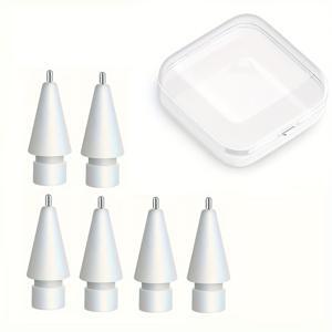 TEMU 애플 아이패드 1/2세대 호환용 화이트 메탈 팁 6/12개 세트, 고감도 교체용 및 정밀 컨트롤 펜 팁