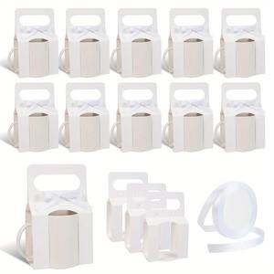 TEMU 선물용 리본 1롤 포함 12개 머그 컵 박스, 11-12Oz 승화 머그 선물 포장 상자 (손잡이 디자인), 승화 머그 포장 선물 상자 세트