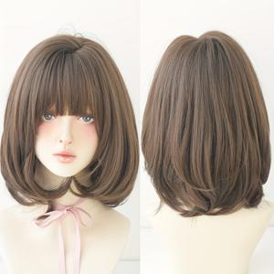 TEMU 여성용 가발, 블랙 및 브라운 스타일, 데일리 및 파티룩에 적합. 이 하이 레이어드 가발은 밀도가 높고 앞머리가 포함되어 있으며, 내열성 합성 소재로 제작되었으며, 크기는 15.75인치입니다.