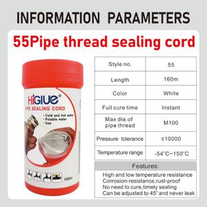 TEMU L55 파이프 실링 테이프 | 주방 및 욕실의 나사산 파이프, 금속/플라스틱 수도관, 샤워 헤드, 싱크대 추가에 적합 | 브랜드: HIGLUE, 재질: TPE
