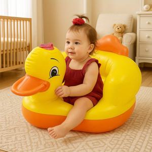 TEMU 작은 노란 오리 모양의 아기용 콤팩트 팽창식 의자, 식사용으로 적합하며 낙하 방지 및 학습 의자로 사용 가능
