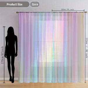 TEMU 2개입 무지개빛 드림 스타일 프린트 쉬어 커튼, 스타일리시하고 다이나믹한 디자인, 로드 포켓 포함, 주방, 카페, 거실, 발코니 및 정원에서 가정용으로 적합.