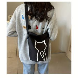 TEMU 2025년 신상 패셔너블 다용도 여성 백팩, 대용량 싱글 숄더 바디백, 고급스러운 V자형 디자인과 귀여운 고양이 디자인