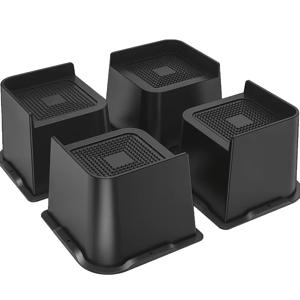 TEMU 4개 세트, 특대형 사각형 침대 받침대, 4인치 높이 증가형 고하중 가구 리프터, 최대 6000lbs 고하중 지지, 가구 받침대, 침대 다리 받침대, 침대, 기숙사 침대, 침대 프레임 다리, 소파, 테이블 다리, 테이블, 의자, 책상, TV 스탠드, 옷장에 적합, 블랙 L자형